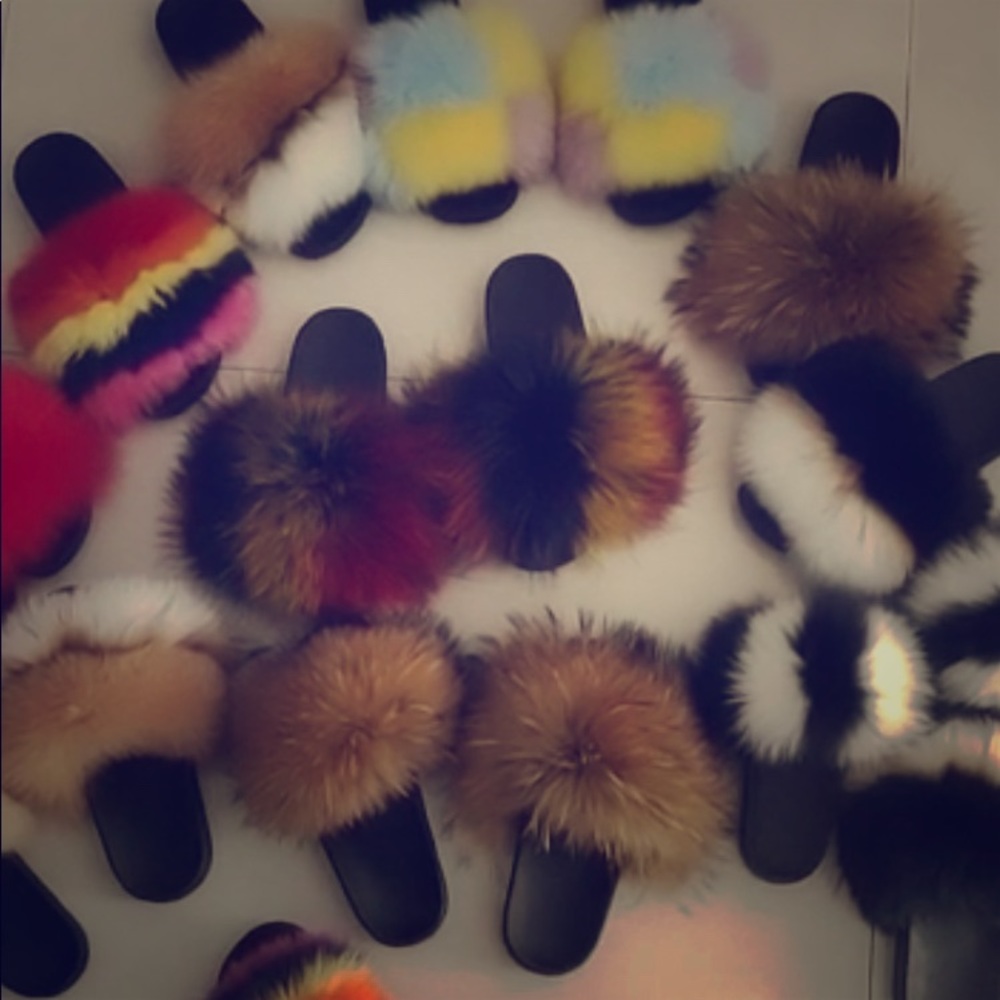 Handmade Fur Slides $40